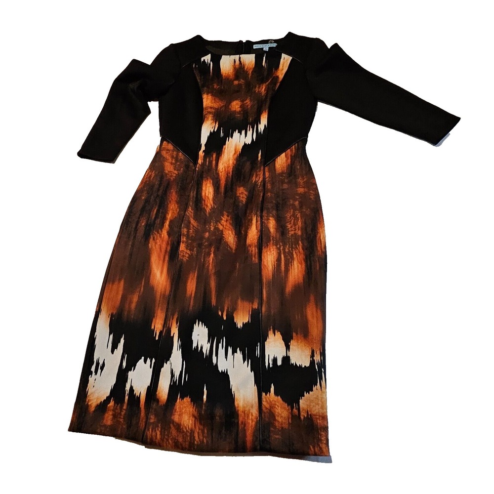 Antonio Melani Hubert Printed Scuba Sheath Dress Black Multicolor SZ 2 1-00379